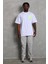 Oversize Baskılı Bisiklet Yaka T-Shirt - Beyaz 2