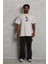Oversize Baskılı Bisiklet Yaka T-Shirt - Gri 3