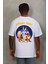 Oversize Baskılı Bisiklet Yaka T-Shirt - Beyaz 5