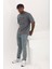 Oversize Baskılı Bisiklet Yaka T-Shirt - Füme 4