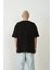 Baskılı Bisiklet Yaka Oversize T-Shirt - Siyah 2