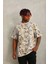 Oversize Baskılı Bisiklet Yaka T-Shirt - Gri 1