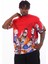 Oversize Baskılı Bisiklet Yaka T-Shirt - Kırmızı 3