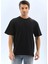Oversize Düz Bisiklet Yaka T-Shirt - Siyah 1