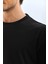 Oversize Düz Bisiklet Yaka T-Shirt - Siyah 3