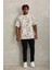Oversize Baskılı Bisiklet Yaka T-Shirt - Beyaz 3