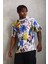 Oversize Baskılı Bisiklet Yaka T-Shirt - Beyaz 3