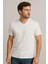 Kendinden Desenli Beyaz Regular Boxy T-Shirt 3