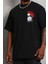 Oversize Baskılı Bisiklet Yaka T-Shirt - Siyah 2