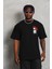 Oversize Baskılı Bisiklet Yaka T-Shirt - Siyah 4