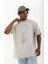 Oversize Taşlı Bisiklet Yaka T-Shirt - Gri 1