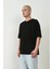 Basic Bisiklet Yaka Oversize T-Shirt - Siyah 1