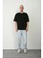 Basic Bisiklet Yaka Oversize T-Shirt - Siyah 4