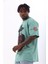 Oversize Baskılı Bisiklet Yaka T-Shirt - Mint Yeşili 2