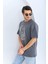 Oversize Taşlı Bisiklet Yaka T-Shirt - Füme 4