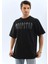 Oversize Taşlı Bisiklet Yaka T-Shirt - Siyah 1