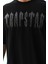 Oversize Taşlı Bisiklet Yaka T-Shirt - Siyah 3