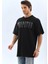 Oversize Taşlı Bisiklet Yaka T-Shirt - Siyah 4