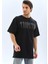 Oversize Taşlı Bisiklet Yaka T-Shirt - Siyah 5