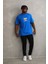 Baskılı Oversize T-Shirt - Mavi 5
