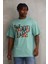 Baskılı Oversize T-Shirt - Mint Yeşili 1