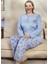 Battal Beden Pamuklu Uzun Kollu Anne Pijama Takımı 6511 Açık Indigo 1