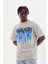 Baskılı Oversize T-Shirt - Gri 4