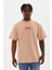 Baskılı Oversize T-Shirt - Bej 1