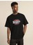 Baskılı Oversize T-Shirt - Siyah 1