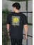 Bisiklet Yaka Baskılı Oversize T-Shirt - Siyah 3