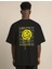Bisiklet Yaka Baskılı Oversize T-Shirt - Siyah 4