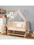 Ahşap Organik Beşik Anne Yanı Beşik 3 Kademeli Lüx Bebek Beşiği 60 x 120 cm - Krem Prens Uyku Setli & Soft Yataklı 1