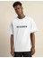 Bisiklet Yaka Oversize Baskılı T-Shirt - Beyaz 1