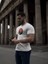Bisiklet Yaka Baskılı Oversize T-Shirt - Beyaz 1