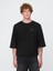 Erkek Siyah Oversized Terry Bisiklet Yaka T-Shirt 1