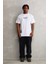 Bisiklet Yaka Baskılı Oversize T-Shirt - Beyaz 4