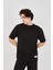 Jakar Kumaş Rahat Kol T-Shirt - Siyah 1