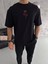 Bisiklet Yaka Baskılı Oversize T-Shirt - Siyah 1