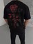 Bisiklet Yaka Baskılı Oversize T-Shirt - Siyah 2