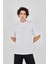 Jakar Kumaş Rahat Kol T-Shirt - Beyaz 2