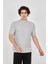 Waffle Kumaş Rahat Kol T-Shirt - Boyalı Gri 1