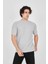 Waffle Kumaş Rahat Kol T-Shirt - Boyalı Gri 2