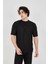 Waffle Kumaş Rahat Kol T-Shirt - Siyah 1