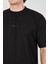 Waffle Kumaş Rahat Kol T-Shirt - Siyah 4