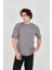 Jakar Kumaş Rahat Kol T-Shirt - Gri 1