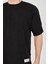 Jakar Kumaş Rahat Kol T-Shirt - Siyah 2