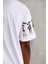 Bisiklet Yaka Baskılı Oversize T-Shirt - Beyaz 4