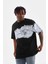 Bisiklet Yaka Baskılı Oversize T-Shirt - Siyah 3