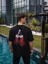 Bisiklet Yaka Baskılı Oversize T-Shirt - Siyah 3