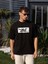 Bisiklet Yaka Baskılı Oversize T-Shirt - Siyah 1